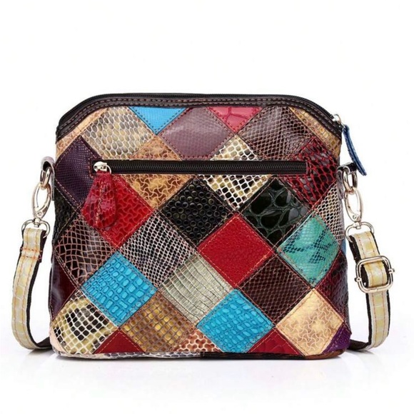 Bright Genuine Leather Small Crossbody Bag With Random Colorful Unique Color - Picture 4 of 8